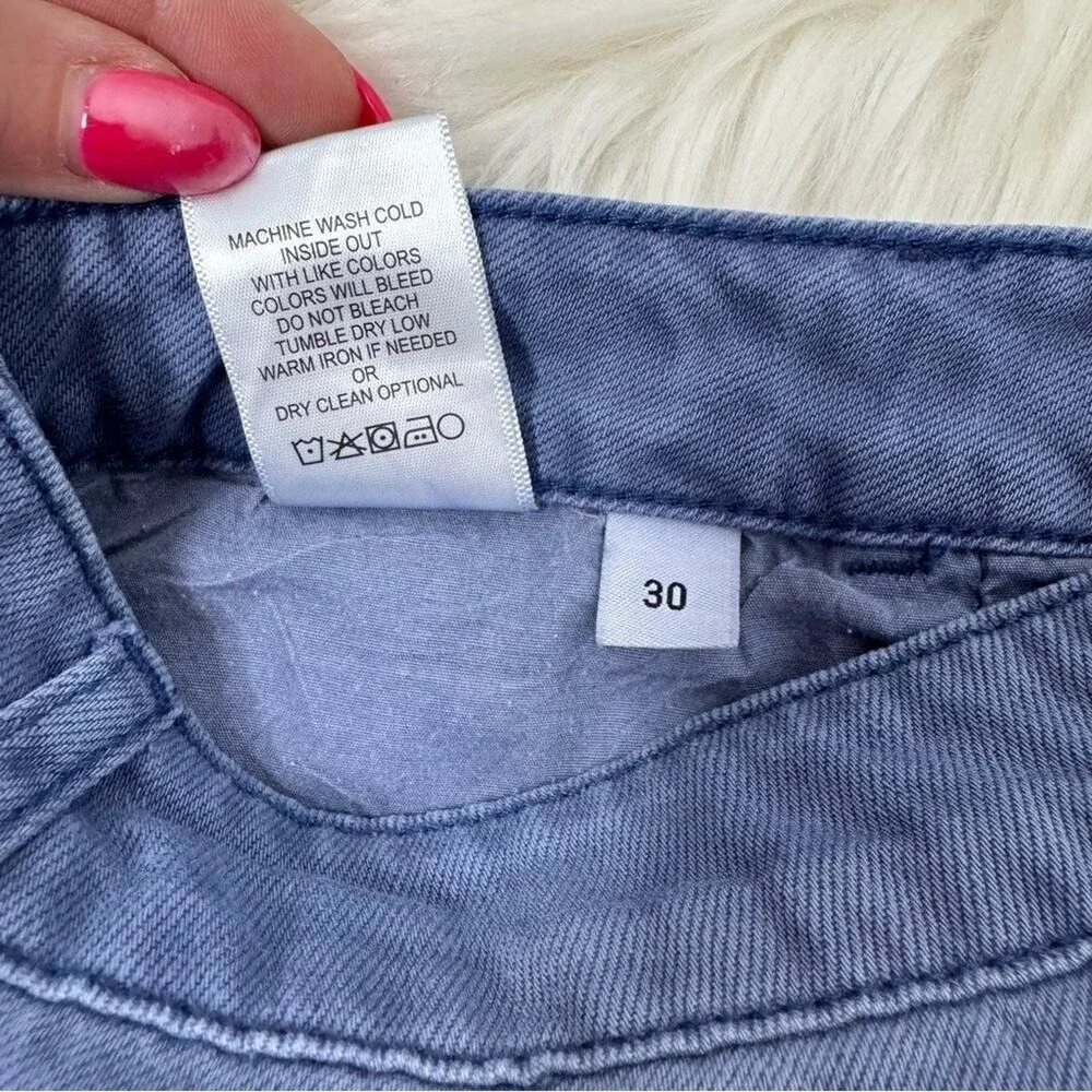 VERMET Wide Leg Jeans Distressed Ripped Crop Denim Size 30 Blue High‎ Rise 90s